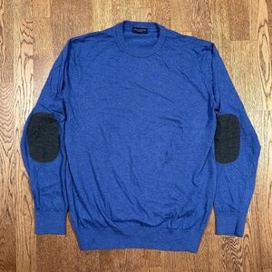 Paul & Shark Cashmere Elbow Patch Blue Gray Sweater Mens Large/XL